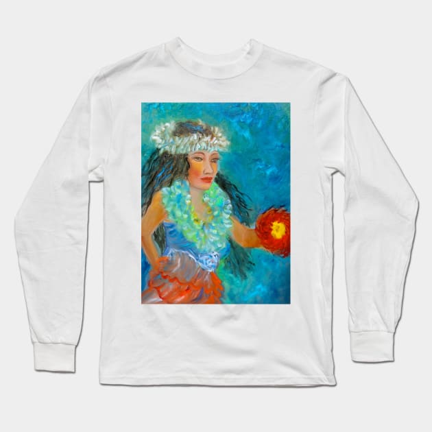 Hawaiian Hula Maiden Long Sleeve T-Shirt by jennyleeandjim